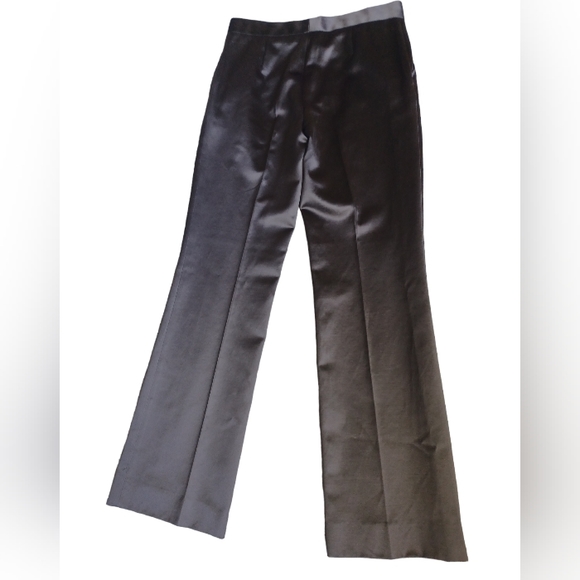 Salvadore Ferragamo Womens Chocolate Brown Straight Flat Pants Glossy Size 40 - Picture 9 of 10